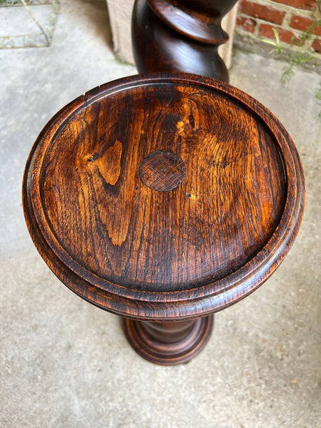 PAIR Set of 2 Antique French Pedestal Stand BARLEY TWIST Oak LARGE Plant Columns