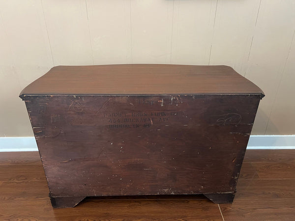 Antique Georgian Revival Chest of Drawers Flame Mahogany Serpentine Carved c1940