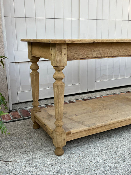 Antique French Drapers Table Bleached Oak Large Kitchen Island Console c1890