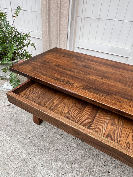 Antique French Oak Dining Farm Bakers Table Conference Office Library Desk c1920