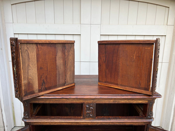 Antique French Louis XV Buffet Sideboard Cabinet Carved Oak Server c1920