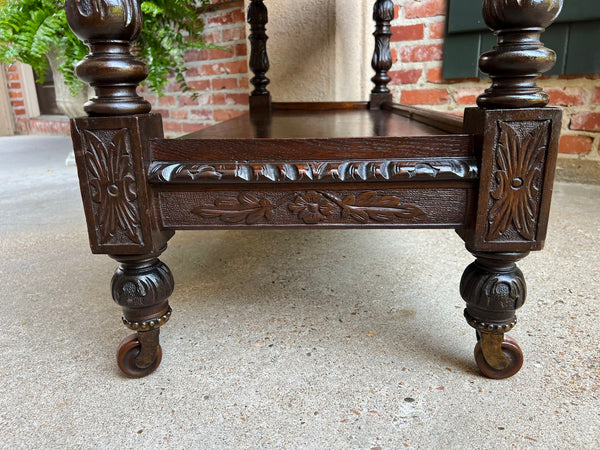 Antique English Hotel Dumbwaiter Server Sideboard Trolley Carved Oak Renaissance