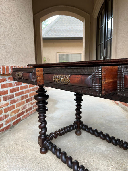 Antique Portuguese Rosewood Library Writing Table Barley Twist Console c1790