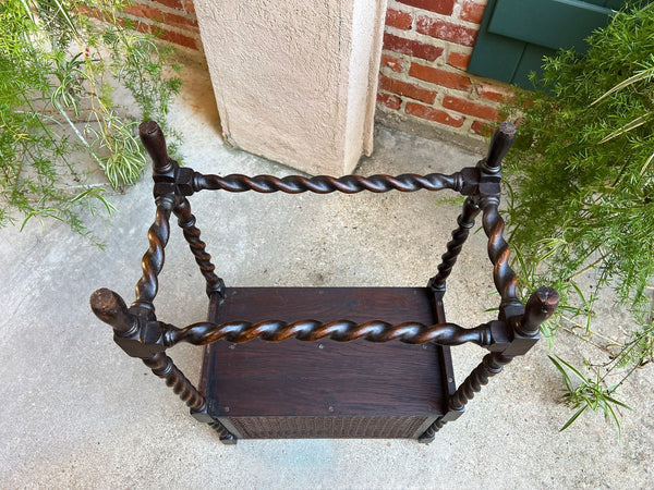 Antique English Oak Canterbury Music Magazine Stand BARLEY TWIST c1890