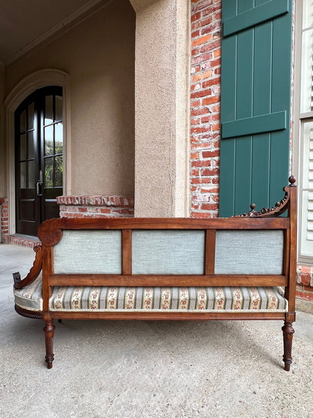 Antique English Chaise Lounge Bench Victorian Hall Seat Carved Walnut c1880