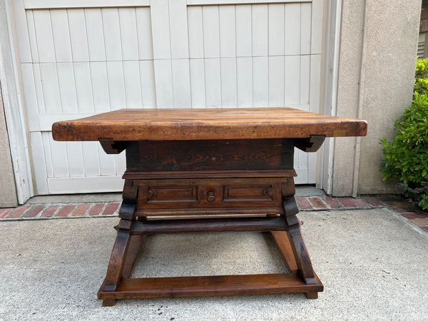 Antique French Butcher Block Baker’s Table Pétrin Farmhouse Kitchen Island c1790