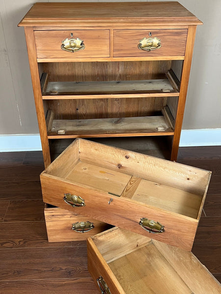Antique English Country Pine Chest of Drawers 5 Drawer Dresser c1920