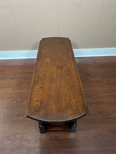 Antique English Oak Coffee Table Drop Leaf Jacobean Wake Table Gateleg c1930