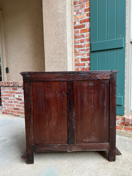 Antique French Wine Cabinet Sideboard Renaissance Revival Carved Oak c1890