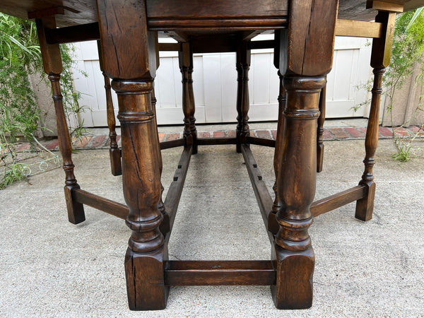 Antique French Hunt Wake Dining Table Drop Leaf Gate Leg Console Sofa Table c1900