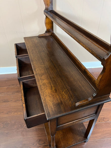 Antique English Dresser Sideboard Plate Rack Potboard Jacobean Tiger Oak c1900