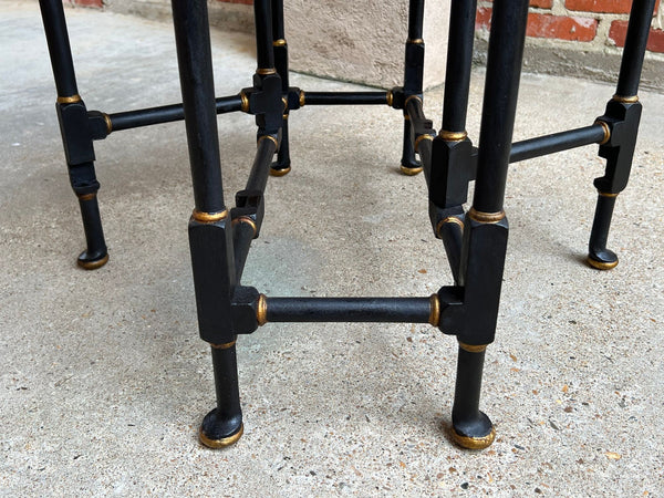 Antique English Drop Leaf Side Table Horse Equestrian Chinoiserie Petite Oak