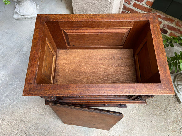 Antique French Renaissance Chest Box on Stand Breton Brittany Oak Barley Twist