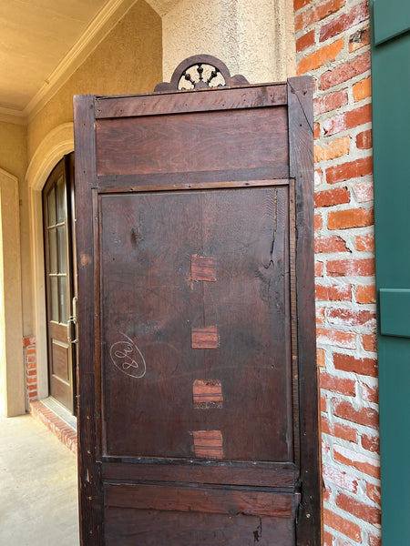 Antique French Breton Hall Cabinet Tall Narrow Carved Crown Bookcase c1880