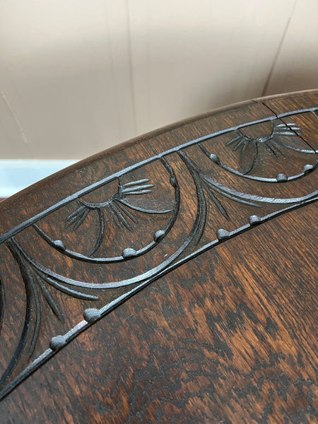 PETITE Antique English Side Sofa Table Barley Twist Drop Leaf Gateleg Carved Oak