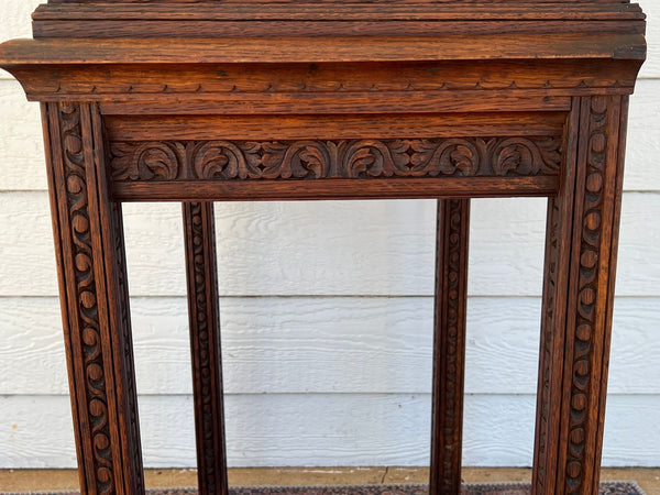 Antique English Slant Top Bible Box Desk Stand Jacobean Carved Oak Lectern c1890