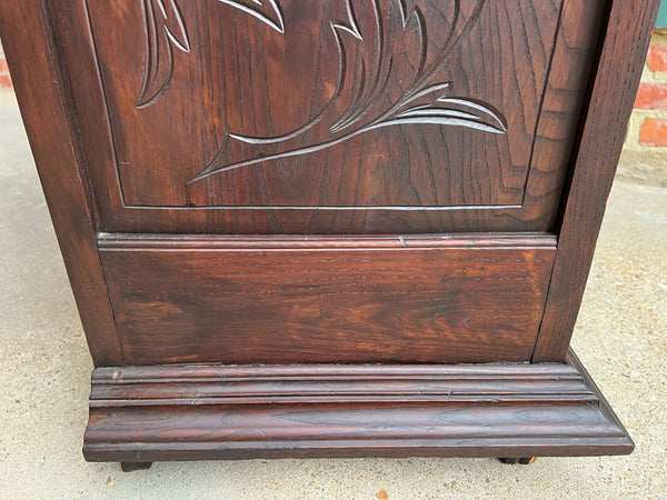Antique French Breton Cabinet Armoire Carved Crown Brittany Wardrobe c1890
