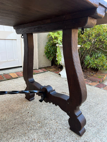 Antique French Oak Dining Table Spanish Catalan Console Kitchen Island c1910