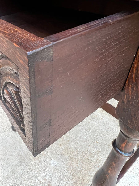 Antique English Slant Front Desk Display Stand Jacobean Carved Tiger Oak Lectern