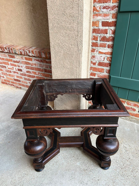 Antique English Book Press Table Renaissance Carved Oak Ebonized Cabinet c1880
