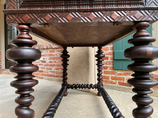 Antique Portuguese Rosewood Library Writing Table Barley Twist Console c1790