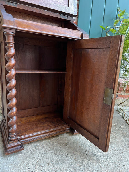 Antique French Altar Lecturn Gothic Bible Box Podium Sacristy Cabinet Carved Oak