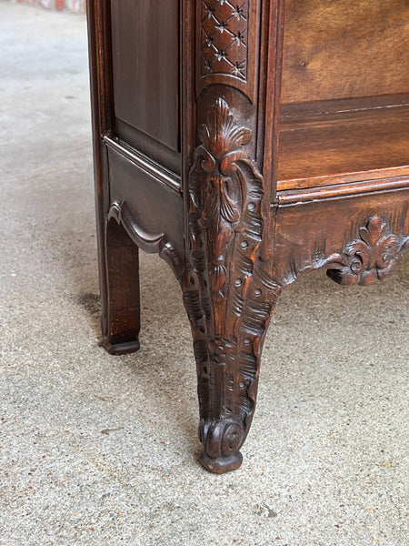 Antique French Corner Bookcase Carved Oak Louis XV Revival Open Shelves c1920 b