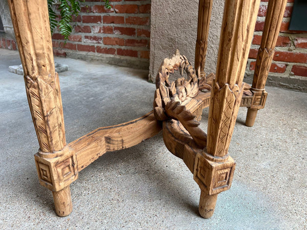 Antique French Louis XVI Console Table Foyer Demilune Carved Bleached Wood c1890