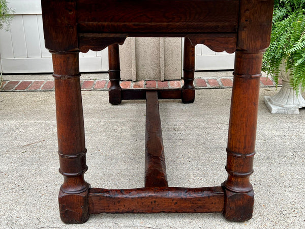 Antique French Oak Dining Farm Bakers Table Conference Office Library Desk c1920