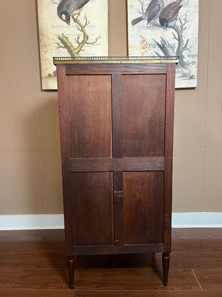 Antique French Chest of Drawers Semainier Louis XVI White Marble Mahogany c1900
