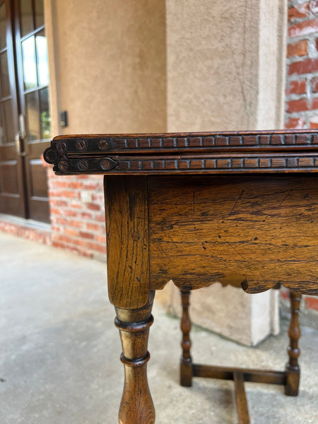 Antique English Game Table Flip Top Victorian Oak c1880 Mahjong Square Table