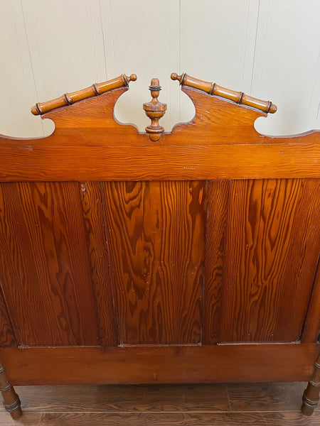 Antique English Faux Bamboo Pine Hall Bench Victorian High Back Settle c1890