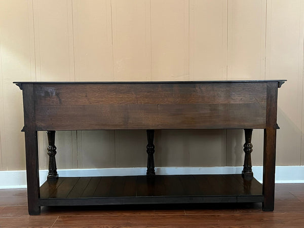 Antique English Dresser Base Sideboard Potboard Jacobean Carved Oak c1890