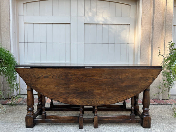 Antique French Hunt Wake Dining Table Drop Leaf Gate Leg Console Sofa Table c1900