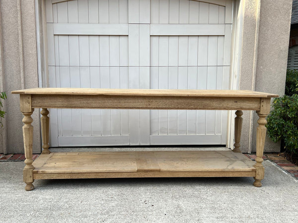 Antique French Drapers Table Bleached Oak Large Kitchen Island Console c1890