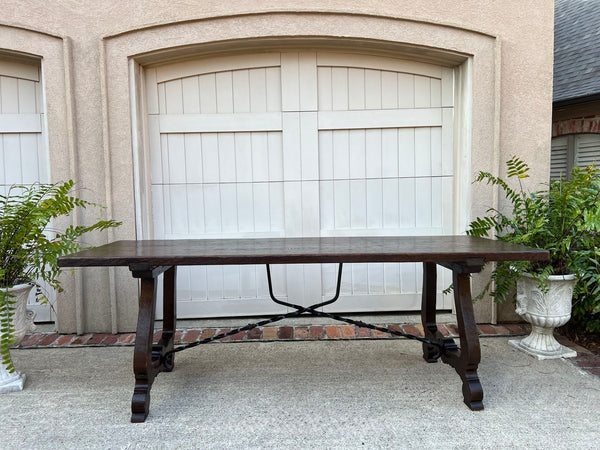 Antique French Oak Dining Table Spanish Catalan Console Kitchen Island c1910