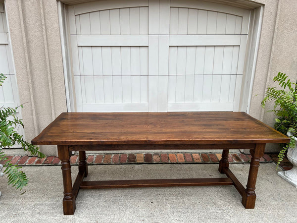 Antique French Oak Dining Farm Bakers Table Conference Office Library Desk c1920