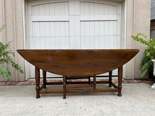 Antique French Hunt Wake Dining Table Drop Leaf Gate Leg Console Table c1920