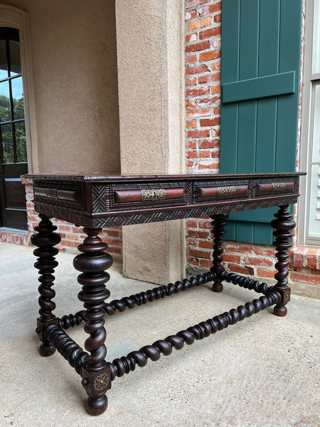 Antique Portuguese Rosewood Library Writing Table Barley Twist Console c1790