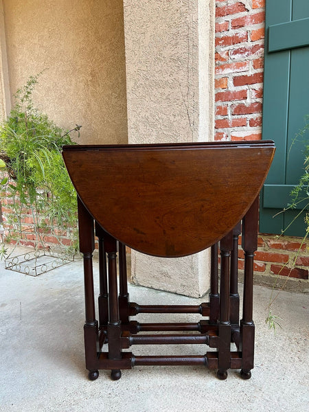 Petite Antique English Drop Leaf Side Sofa Table Mahogany Georgian Gateleg c1800