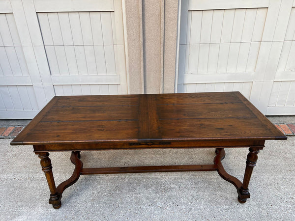 Antique English Oak Refectory Dining Table Jacobean Double Leaf 10 ft. c1930
