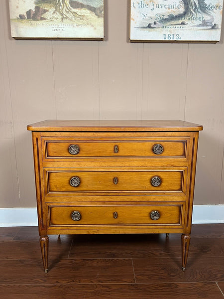Antique French Commode Chest of Drawers Louis XVI Walnut Brass c1940