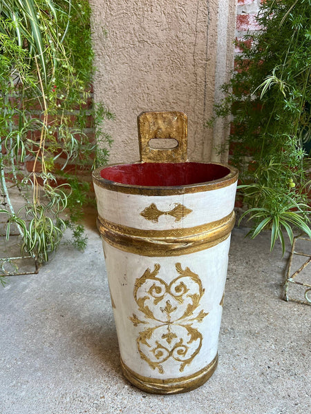 Vintage Italian Florentine Giltwood Umbrella Stand Mid-Century Floral Vase Urn