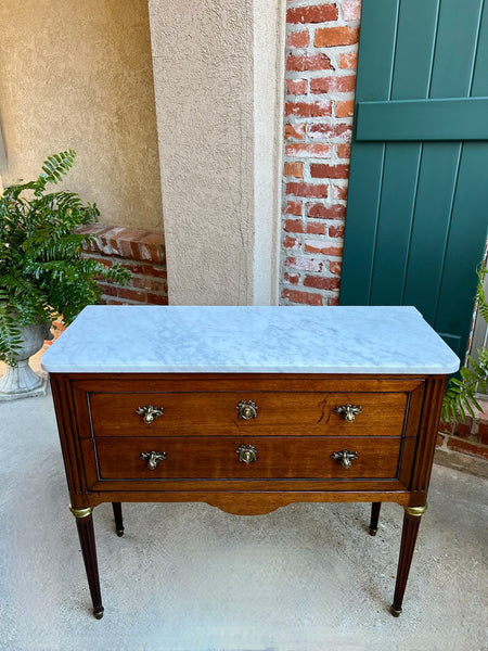 Antique French Mahogany Commode White MARBLE Louis XVI Mahogany Chest of Drawers