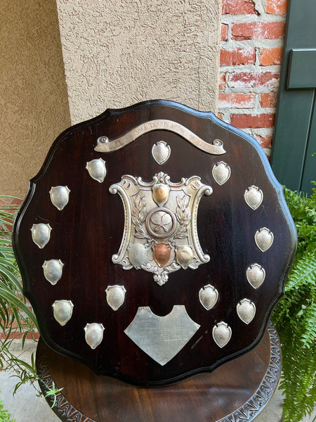 Antique English Table Tennis Trophy Award Plaque c1939 Silver plate Shield