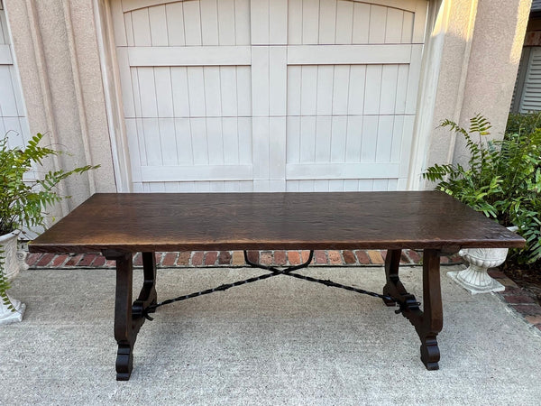 Antique French Oak Dining Table Spanish Catalan Console Kitchen Island c1910