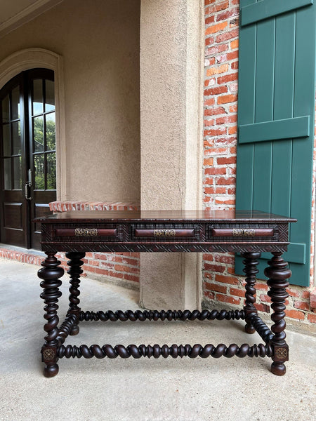 Antique Portuguese Rosewood Library Writing Table Barley Twist Console c1790