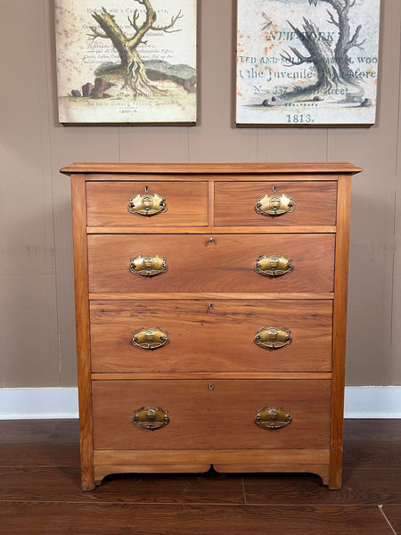 Antique English Country Pine Chest of Drawers 5 Drawer Dresser c1920