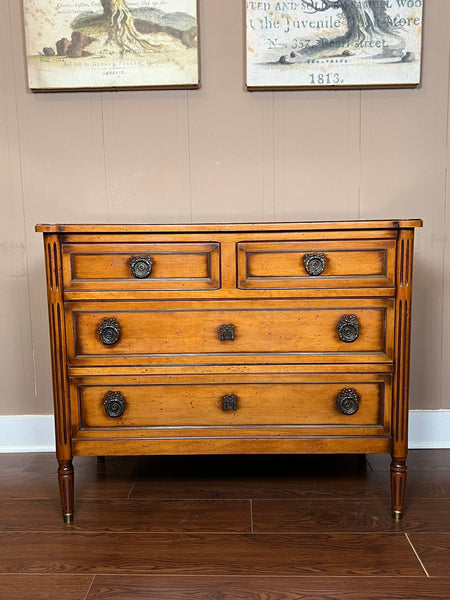 Antique French Commode Chest of Drawers Louis XVI Mahogany Brass c1930