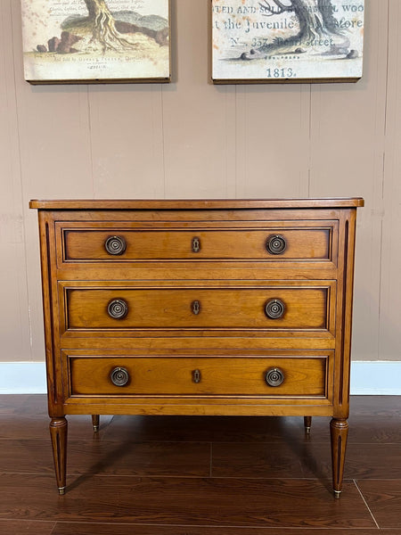 Antique French Commode Chest of Drawers Louis XVI Walnut Brass c1940